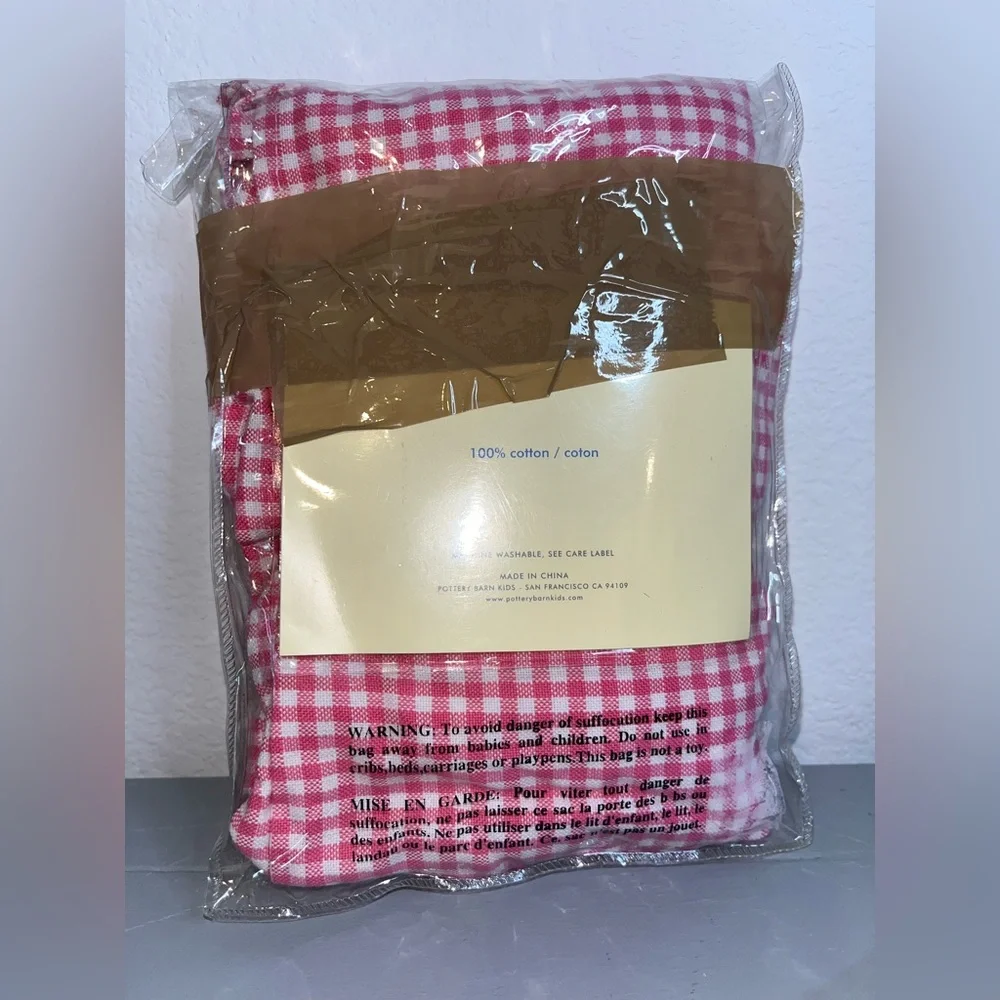 Pottery Barn Kids 2006 VTG 100% Cotton Pink White Gingham Sabrina Basket Liner